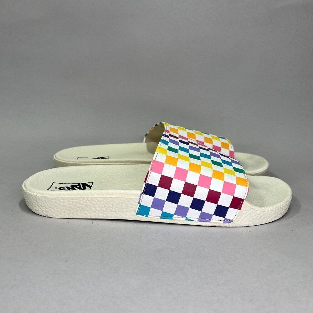 Vans Sandals Girl’s Size 6 Colorful‎ Checkerboard Slide Retro Skate Flip Flops